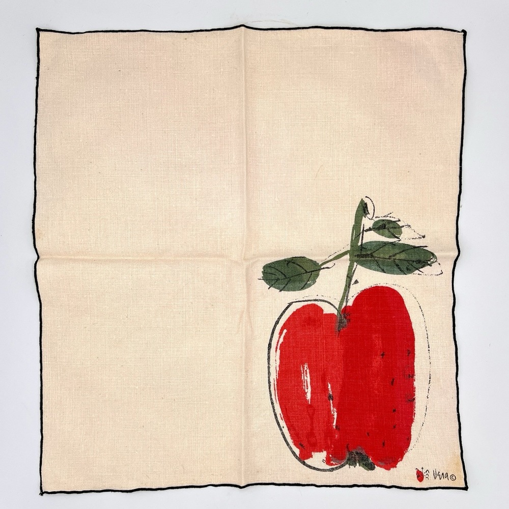 Vintage Vera Neumann Red Apple Linen‎ Cotton napkins Set of 4 - Picture 2 of 12